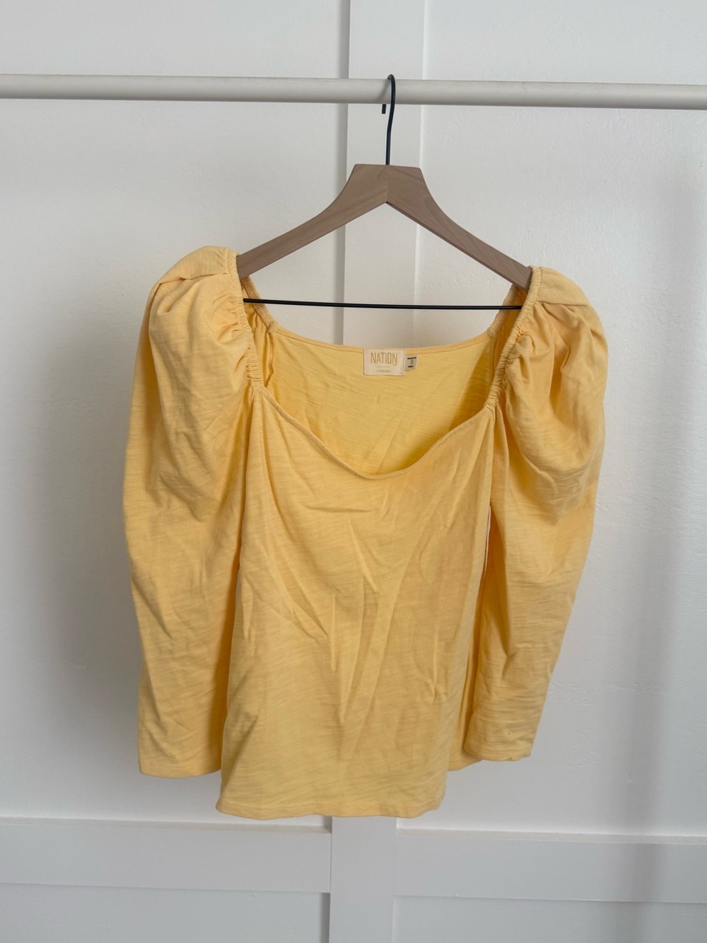 Nation LTD Yellow Long Puff Sleeve Top